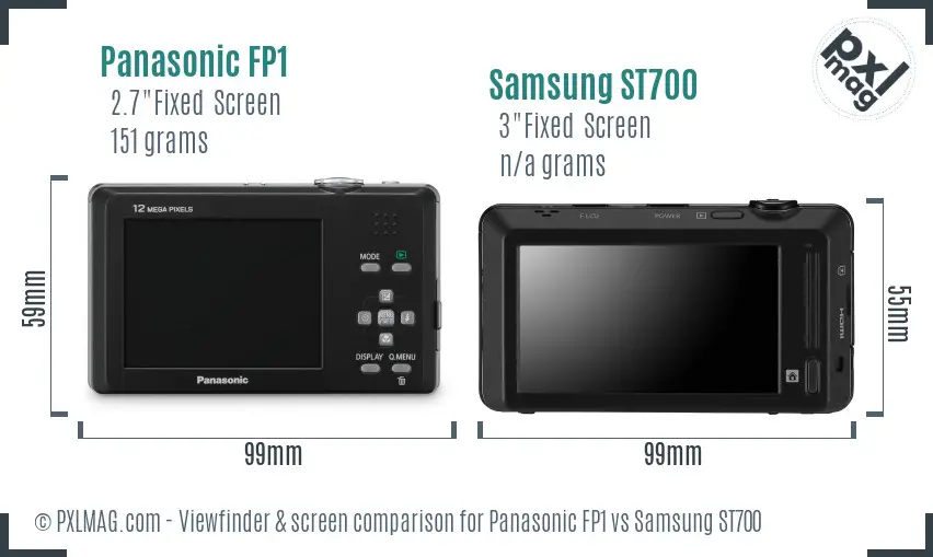 Panasonic FP1 vs Samsung ST700 Screen and Viewfinder comparison