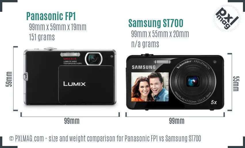 Panasonic FP1 vs Samsung ST700 size comparison