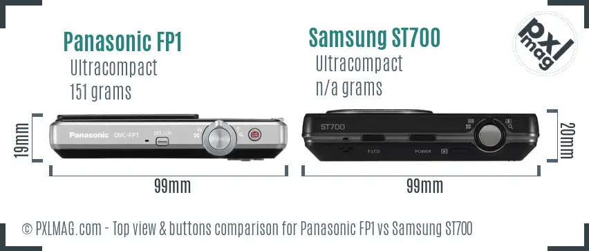 Panasonic FP1 vs Samsung ST700 top view buttons comparison