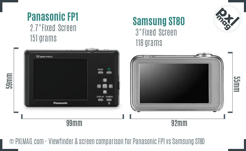 Panasonic FP1 vs Samsung ST80 Screen and Viewfinder comparison