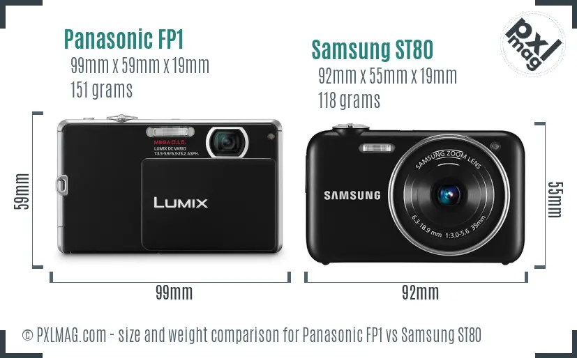Panasonic FP1 vs Samsung ST80 size comparison