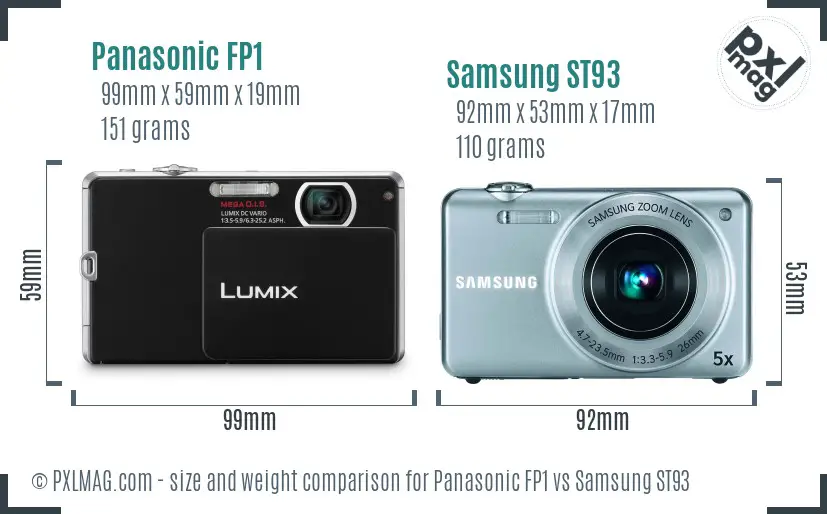 Panasonic FP1 vs Samsung ST93 size comparison