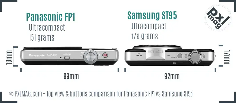 Panasonic FP1 vs Samsung ST95 top view buttons comparison