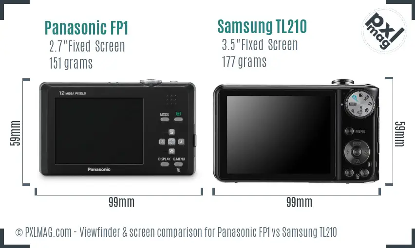 Panasonic FP1 vs Samsung TL210 Screen and Viewfinder comparison