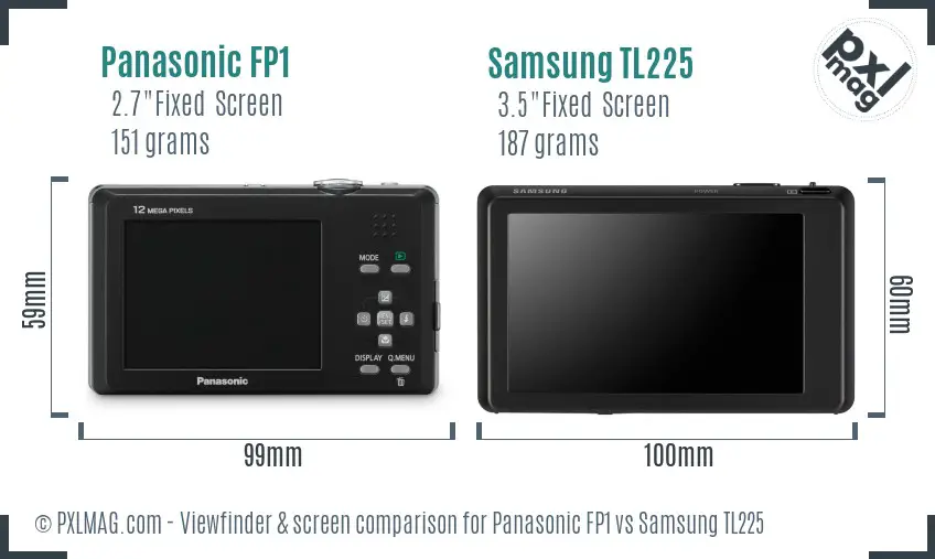 Panasonic FP1 vs Samsung TL225 Screen and Viewfinder comparison