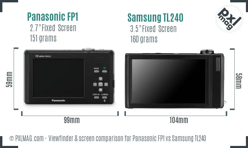 Panasonic FP1 vs Samsung TL240 Screen and Viewfinder comparison