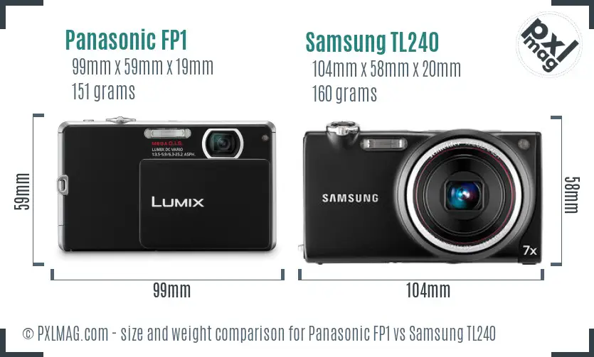 Panasonic FP1 vs Samsung TL240 size comparison