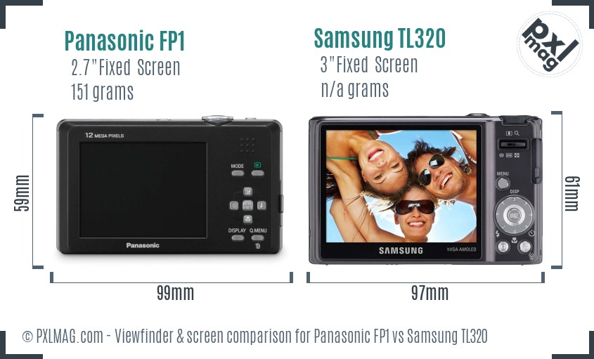 Panasonic FP1 vs Samsung TL320 Screen and Viewfinder comparison