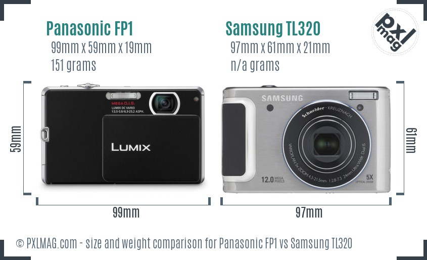 Panasonic FP1 vs Samsung TL320 size comparison
