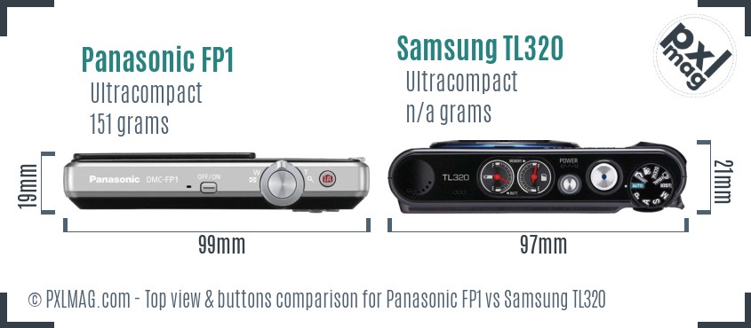 Panasonic FP1 vs Samsung TL320 top view buttons comparison
