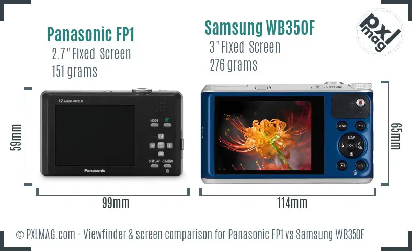 Panasonic FP1 vs Samsung WB350F Screen and Viewfinder comparison