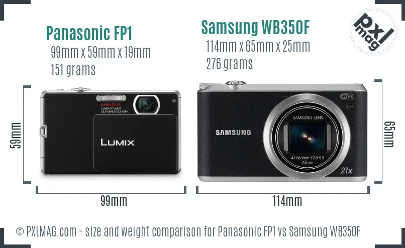 Panasonic FP1 vs Samsung WB350F size comparison