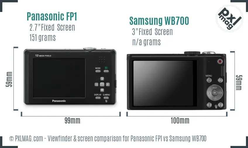 Panasonic FP1 vs Samsung WB700 Screen and Viewfinder comparison Panasonic FP1 vs Samsung WB700 Screen and Viewfinder comparison