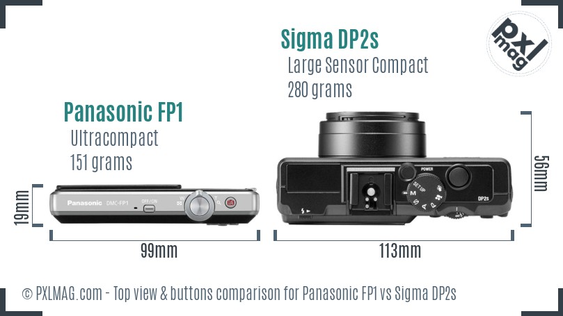 Panasonic FP1 vs Sigma DP2s top view buttons comparison