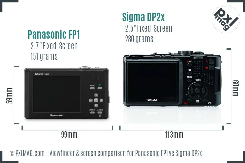 Panasonic FP1 vs Sigma DP2x Screen and Viewfinder comparison