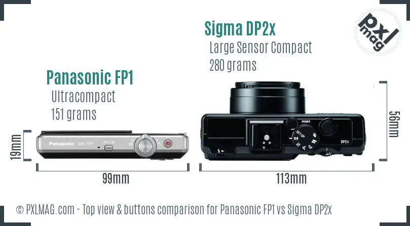 Panasonic FP1 vs Sigma DP2x top view buttons comparison