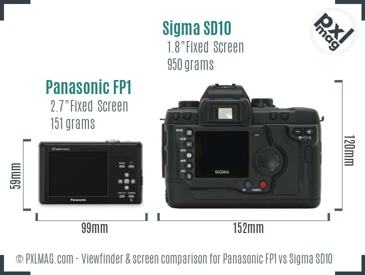 Panasonic FP1 vs Sigma SD10 Screen and Viewfinder comparison Panasonic FP1 vs Sigma SD10 Screen and Viewfinder comparison
