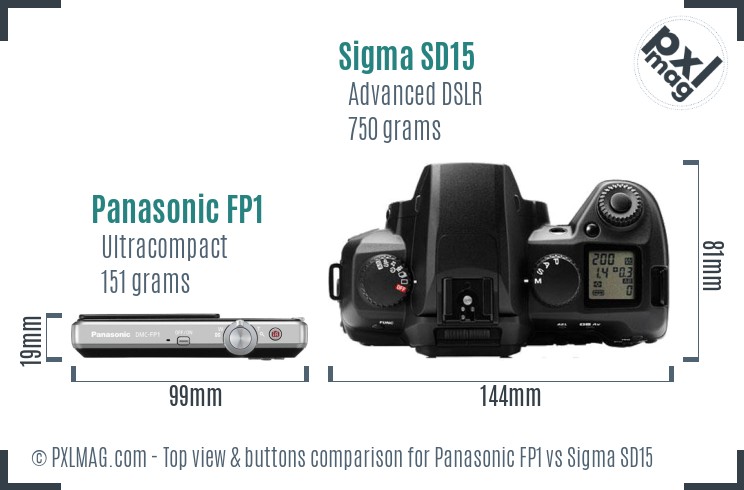 Panasonic FP1 vs Sigma SD15 top view buttons comparison