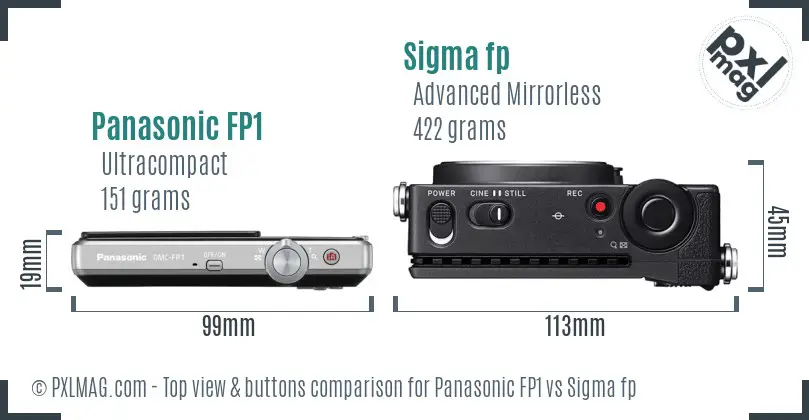 Panasonic FP1 vs Sigma fp top view buttons comparison