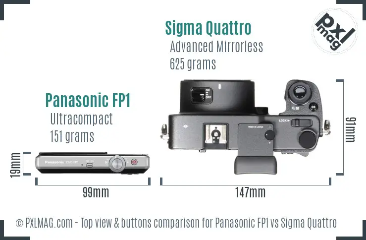 Panasonic FP1 vs Sigma Quattro top view buttons comparison Panasonic FP1 vs Sigma Quattro top view buttons comparison