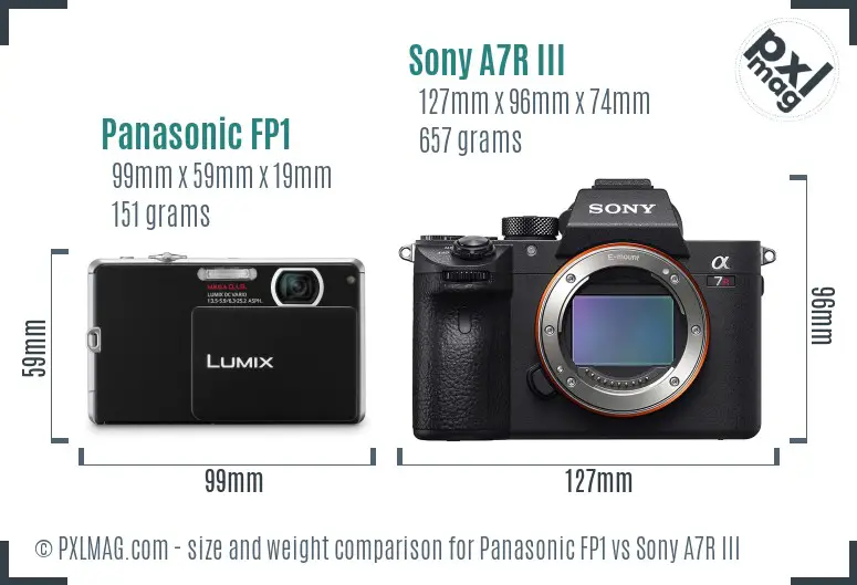 Panasonic FP1 vs Sony A7R III size comparison