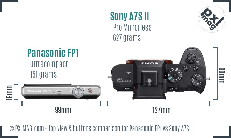 Panasonic FP1 vs Sony A7S II top view buttons comparison