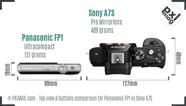 Panasonic FP1 vs Sony A7S top view buttons comparison