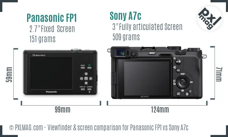 Panasonic FP1 vs Sony A7c Screen and Viewfinder comparison