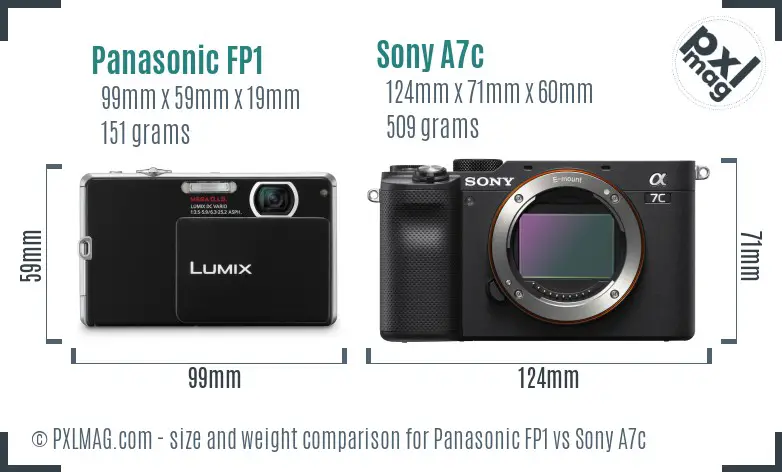 Panasonic FP1 vs Sony A7c size comparison