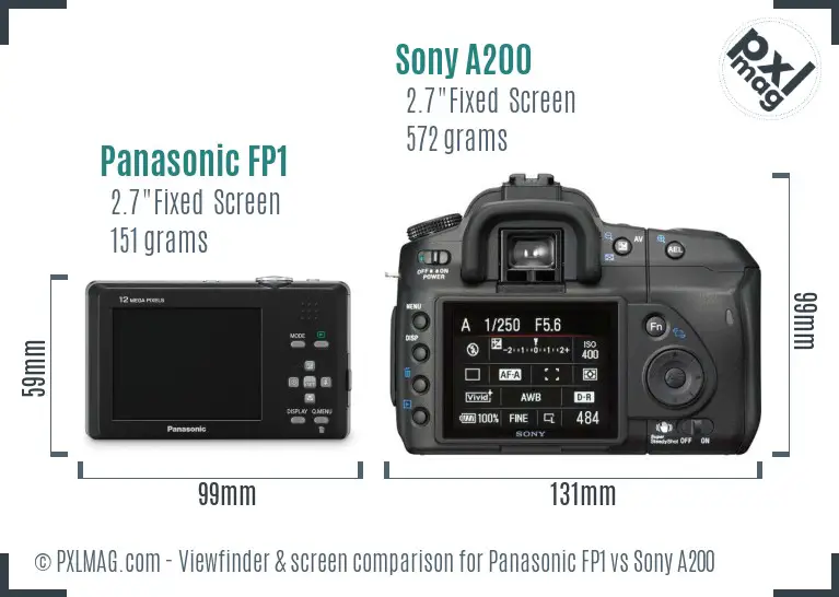 Panasonic FP1 vs Sony A200 Screen and Viewfinder comparison