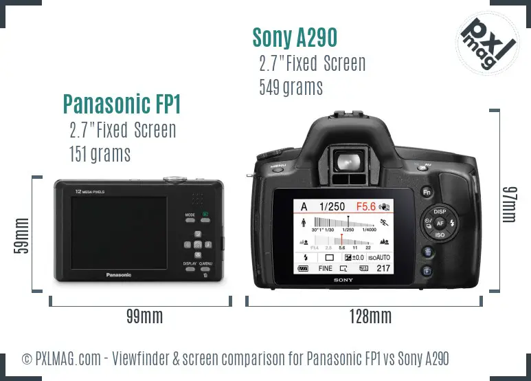 Panasonic FP1 vs Sony A290 Screen and Viewfinder comparison
