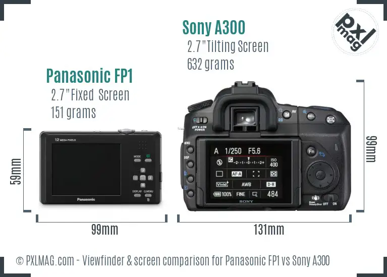 Panasonic FP1 vs Sony A300 Screen and Viewfinder comparison