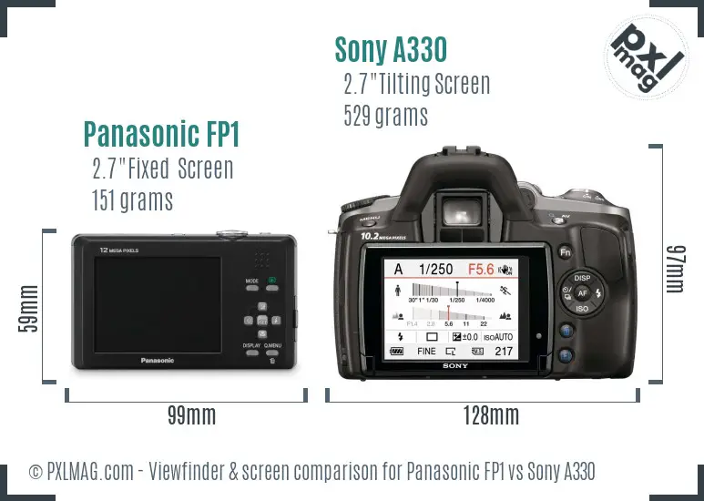 Panasonic FP1 vs Sony A330 Screen and Viewfinder comparison