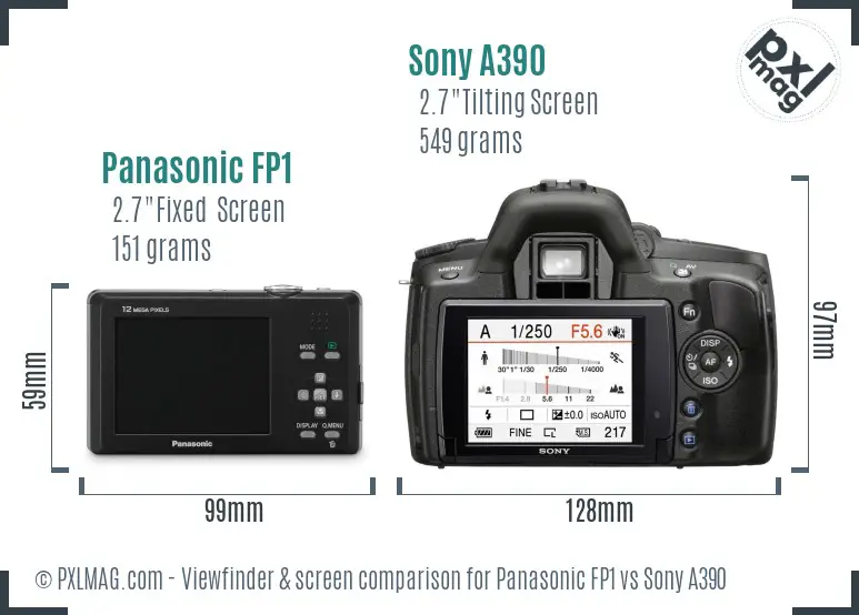 Panasonic FP1 vs Sony A390 Screen and Viewfinder comparison