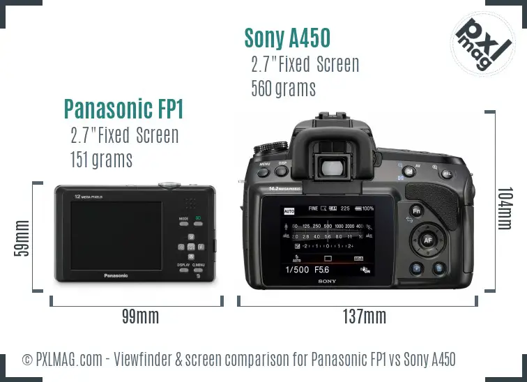 Panasonic FP1 vs Sony A450 Screen and Viewfinder comparison