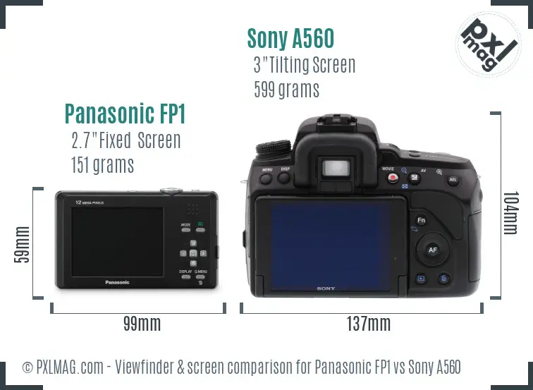 Panasonic FP1 vs Sony A560 Screen and Viewfinder comparison
