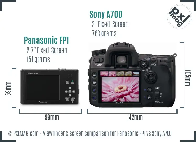 Panasonic FP1 vs Sony A700 Screen and Viewfinder comparison