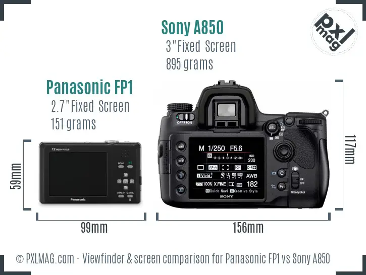 Panasonic FP1 vs Sony A850 Screen and Viewfinder comparison