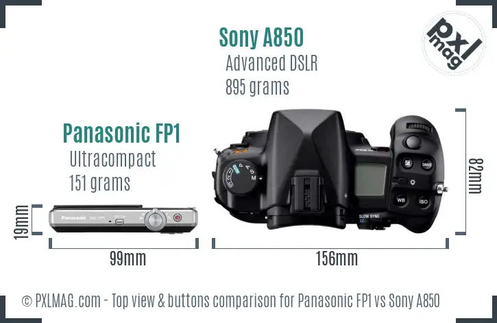 Panasonic FP1 vs Sony A850 top view buttons comparison