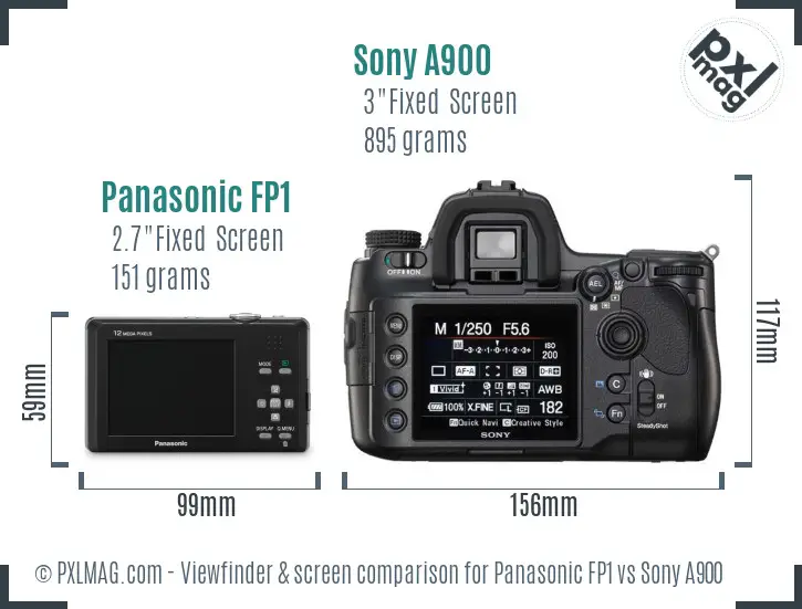 Panasonic FP1 vs Sony A900 Screen and Viewfinder comparison