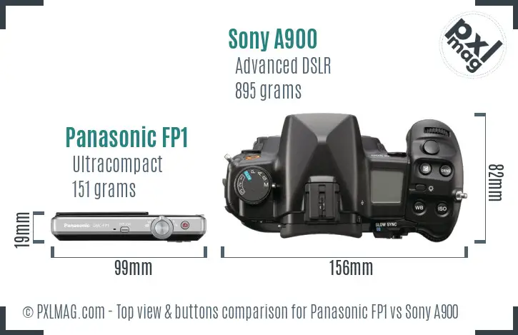 Panasonic FP1 vs Sony A900 top view buttons comparison