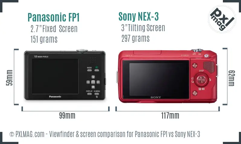 Panasonic FP1 vs Sony NEX-3 Screen and Viewfinder comparison