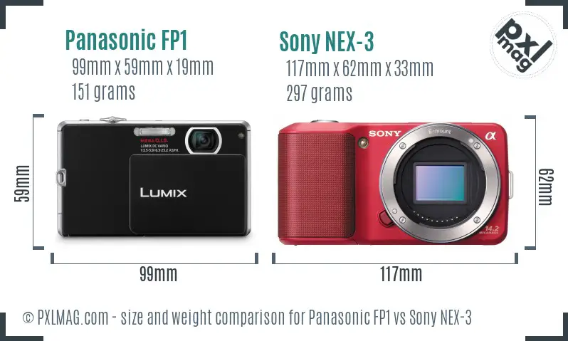 Panasonic FP1 vs Sony NEX-3 size comparison
