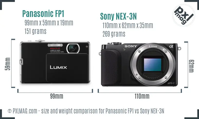 Panasonic FP1 vs Sony NEX-3N size comparison