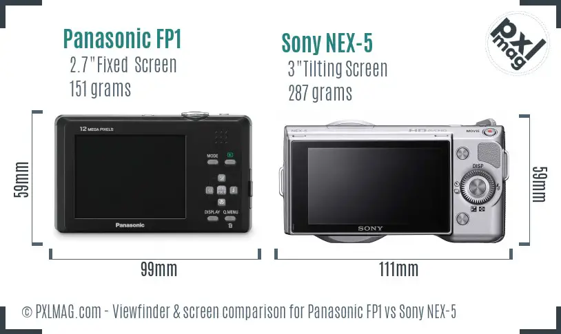Panasonic FP1 vs Sony NEX-5 Screen and Viewfinder comparison