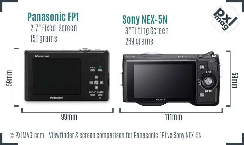 Panasonic FP1 vs Sony NEX-5N Screen and Viewfinder comparison