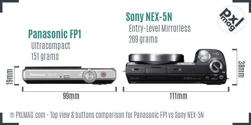 Panasonic FP1 vs Sony NEX-5N top view buttons comparison