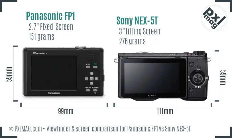 Panasonic FP1 vs Sony NEX-5T Screen and Viewfinder comparison