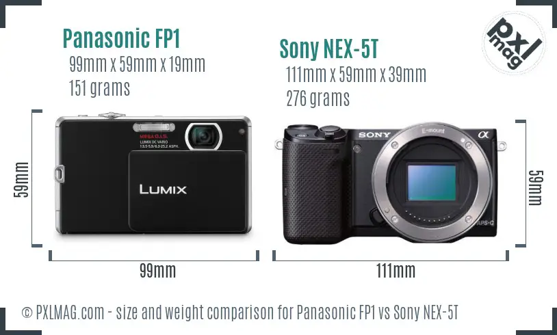 Panasonic FP1 vs Sony NEX-5T size comparison