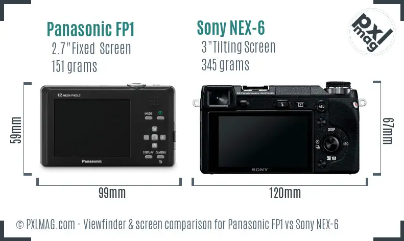 Panasonic FP1 vs Sony NEX-6 Screen and Viewfinder comparison